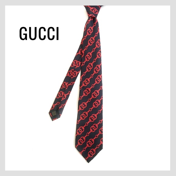 Authentic Gucci Silk Tie Made in Italy  Red & Blue - Picture 1 of 4